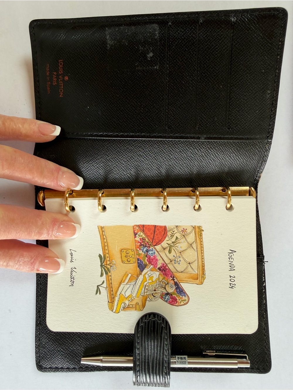 Black Epi leather Louis Vuitton small ring agenda - Picture 3 of 6